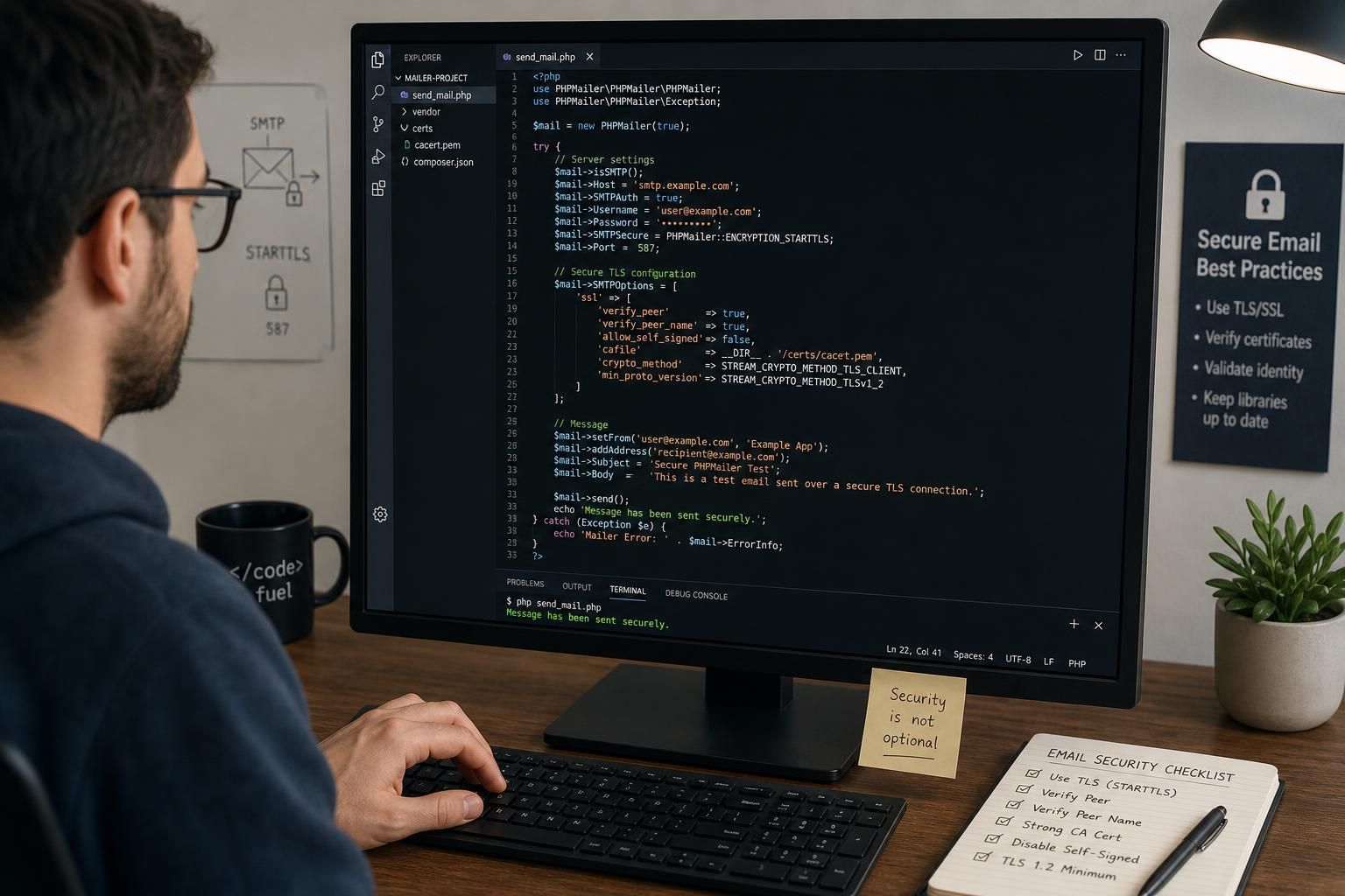 learn how to properly fix the phpmailer 'certificate verify failed' error without using insecure verify_peer=false, ensuring secure email sending.