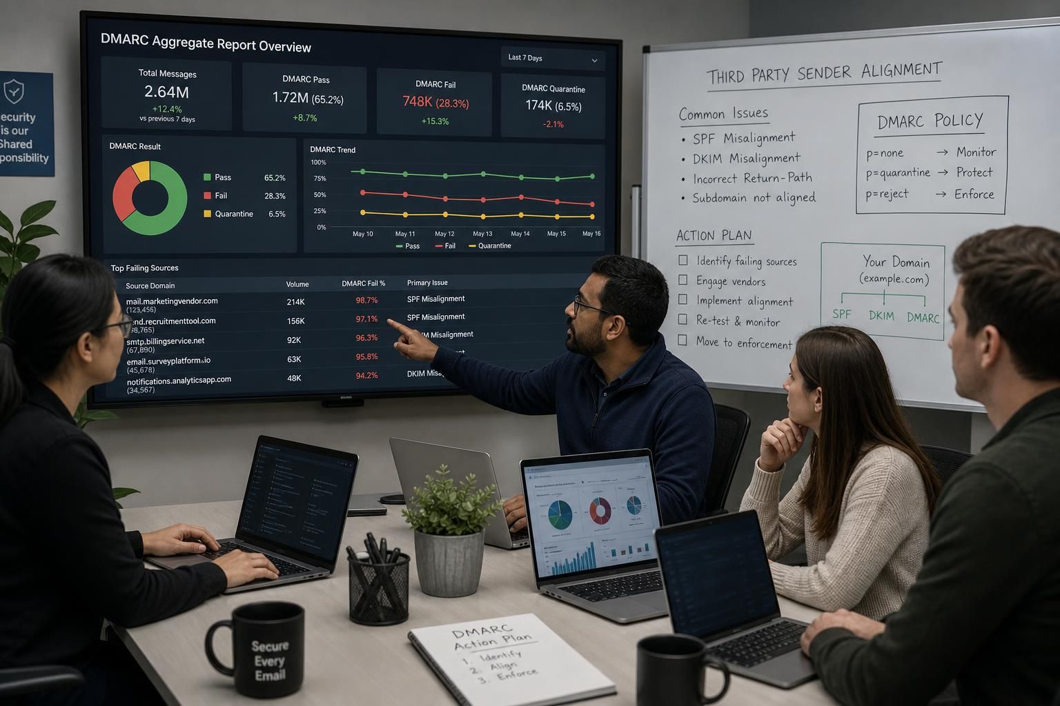 learn how to implement dmarc from p=none to p=reject seamlessly, protecting your email domain without disrupting mail flow.