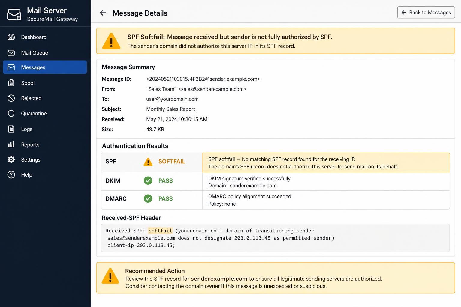understand the differences between spf softfail, fail, and neutral results, and learn what each outcome means for your email authentication and deliverability.